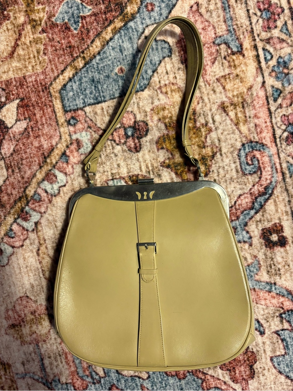 Olive Green / Nude Leather Purse